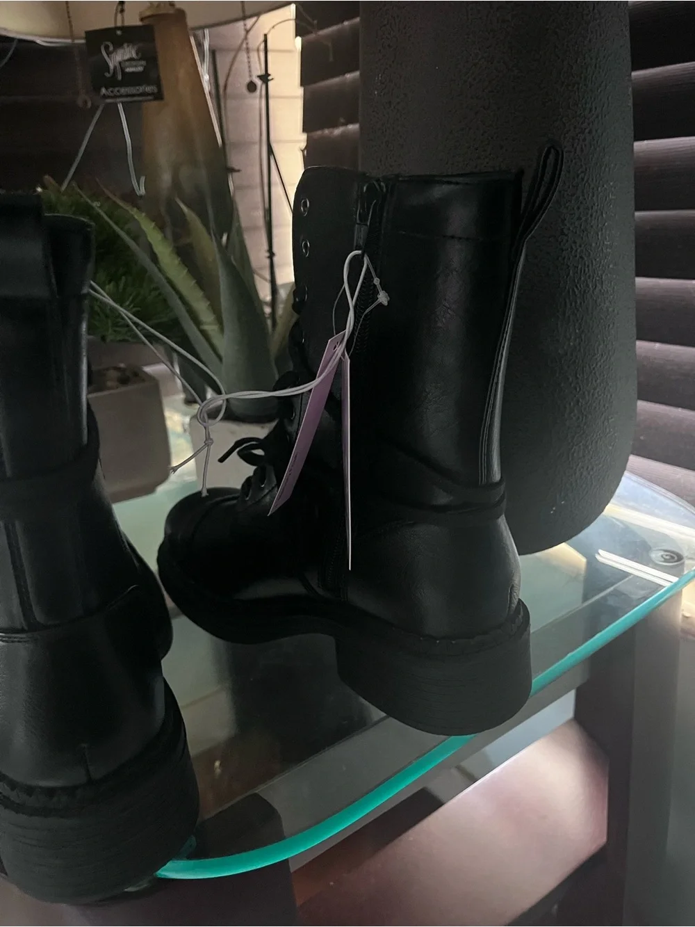 Black Lace-Up Combat Boots